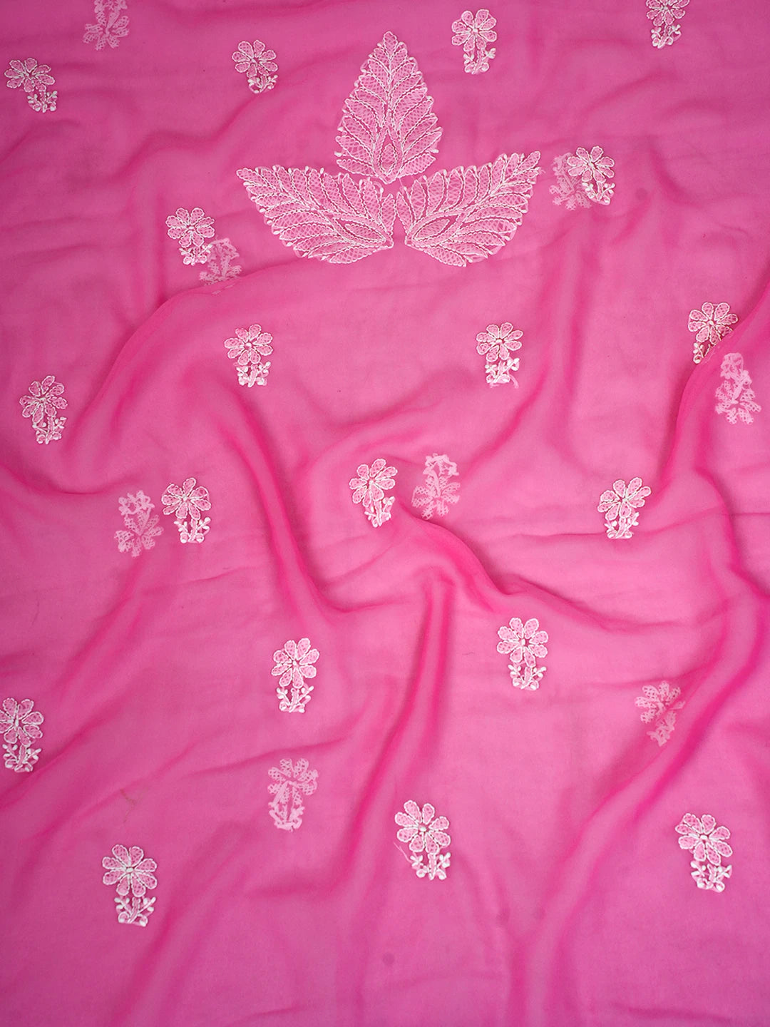 Ada Hand Embroidered Pink Georgette Lucknowi Chikankari Unstitched Suit Piece A211358