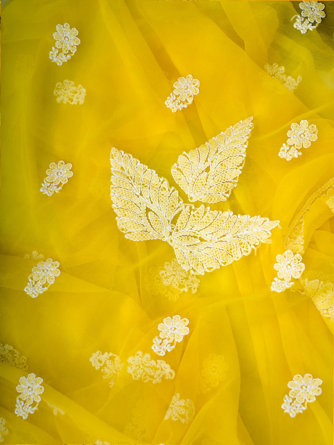 Ada Hand Embroidered Yellow Georgette Lucknowi Chikankari Unstitched Suit Piece A211359