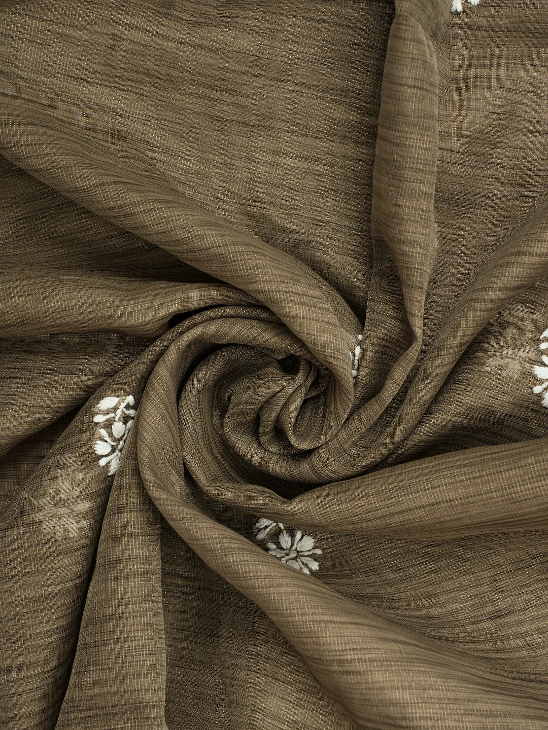 Ada Hand Embroidered Taupe Brown Tissue Lucknowi Chikankari Unstitched Kurta Dupatta Set 01A713424