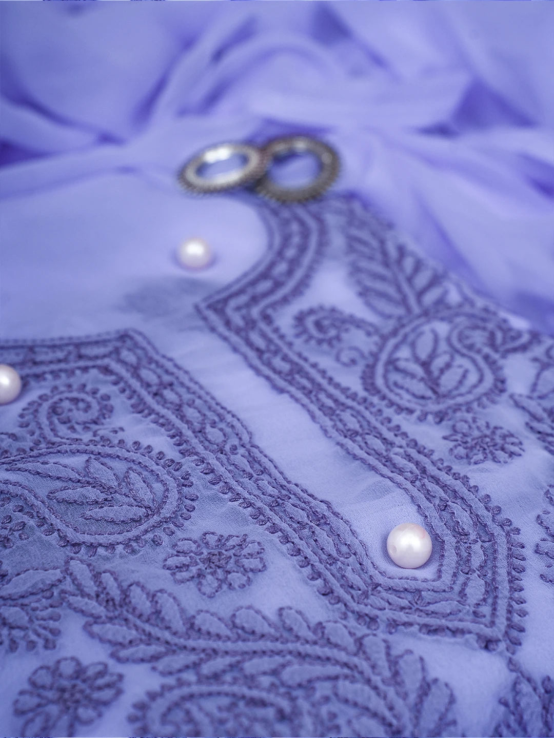 Ada Hand Embroidered Purple Georgette Lucknowi Chikankari Unstitched Suit Piece A211316