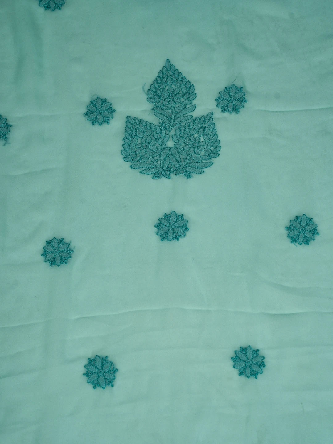 Ada Hand Embroidered Sea Green Georgette Lucknowi Chikan Unstitched Suit Piece A211322