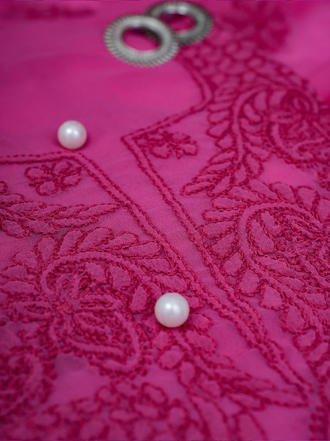 Ada Hand Embroidered Magenta Georgette Lucknowi Chikankari Unstitched Suit Piece A211218