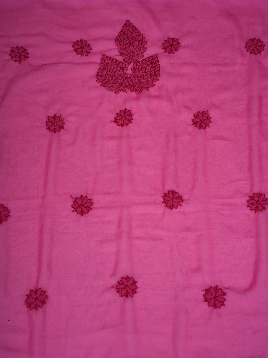 Ada Hand Embroidered Magenta Georgette Lucknowi Chikankari Unstitched Suit Piece A211218