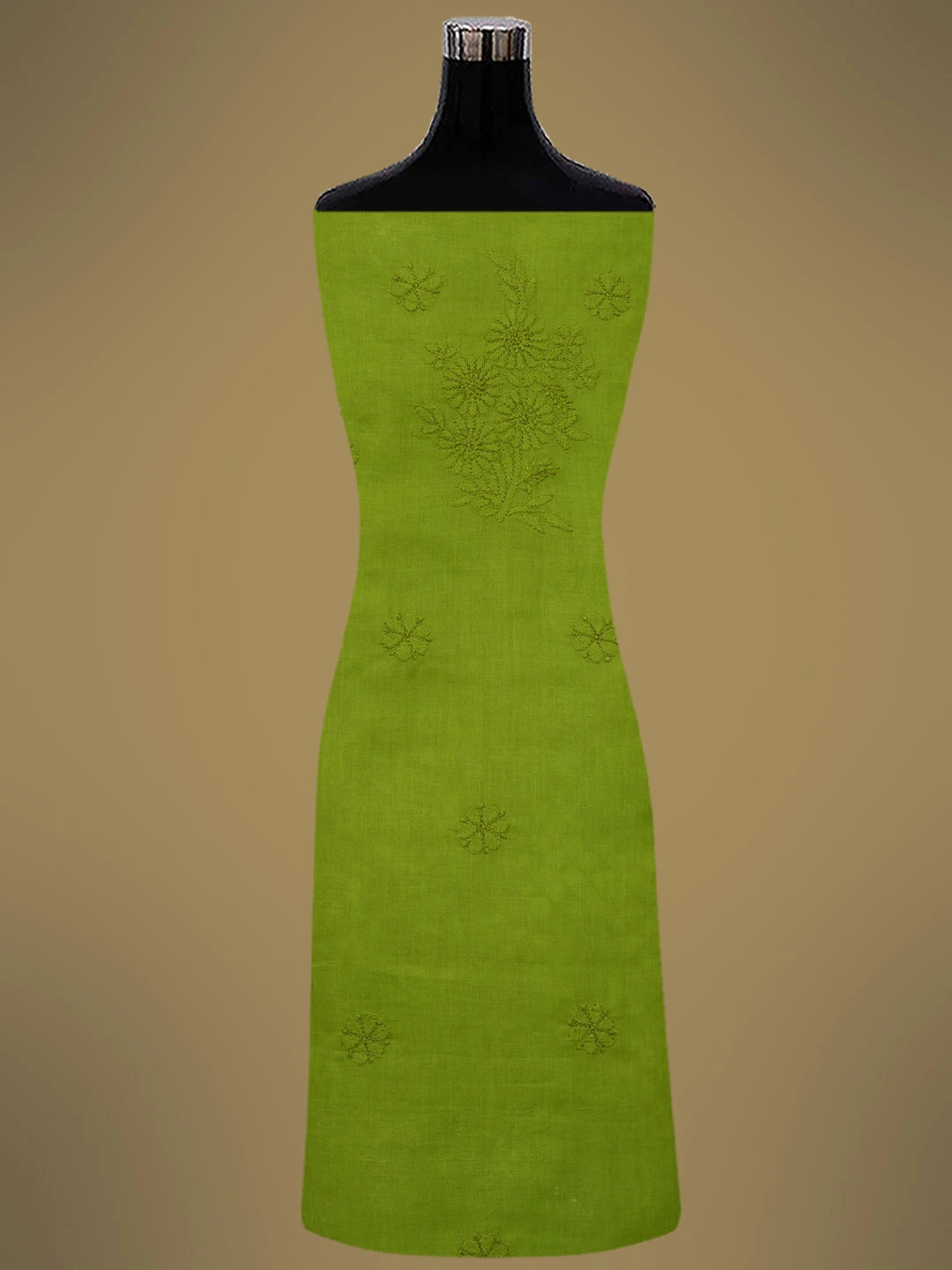 Ada Hand Embroidered Apple Green Cotton Lucknowi Chikankari Unstitched Suit Piece With Muqaish Work 01A692452