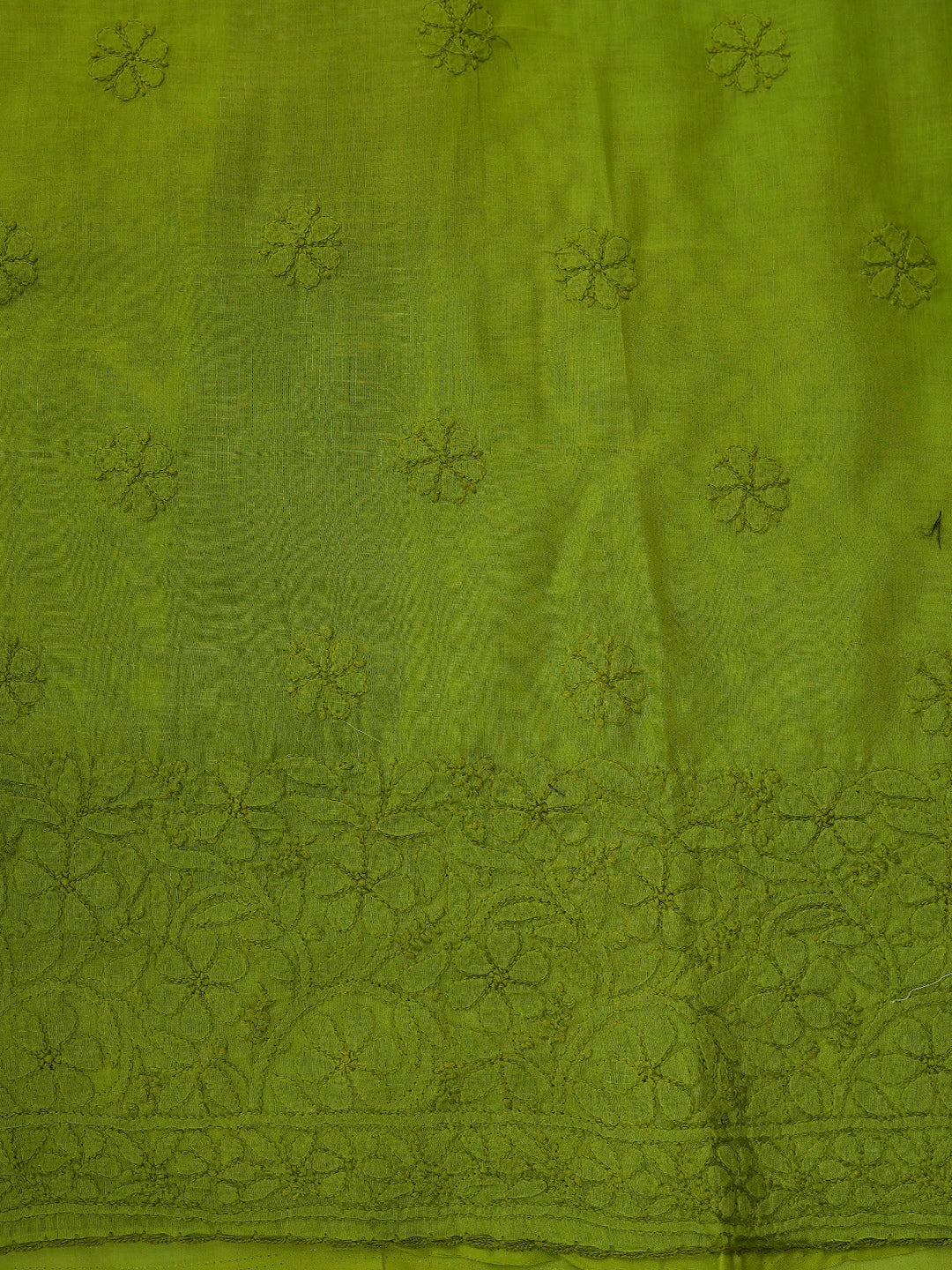 Ada Hand Embroidered Apple Green Cotton Lucknowi Chikankari Unstitched Suit Piece With Muqaish Work 01A692452