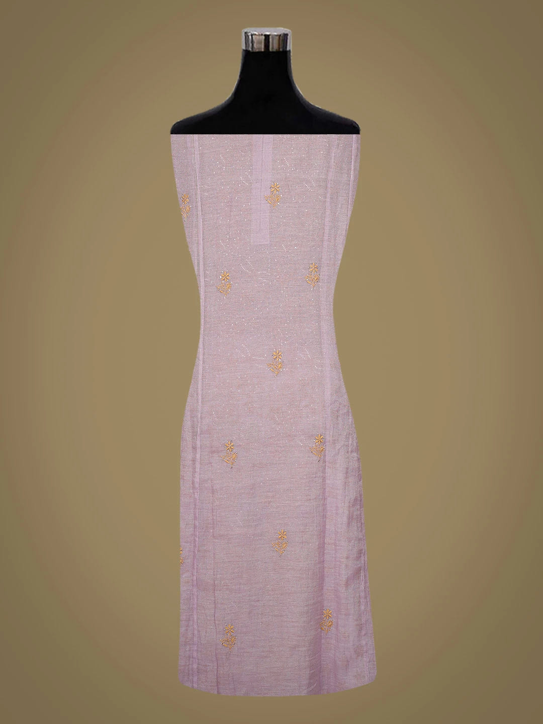 Ada Hand Embroidered Lavender Tissue Lucknowi Chikankari Semi-stitched Kurta Dupatta Set With Muqaish Work 01A702576