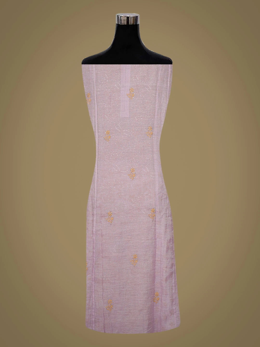 Ada Hand Embroidered Lavender Tissue Lucknowi Chikankari Semi-stitched Kurta Dupatta Set With Muqaish Work 01A702576