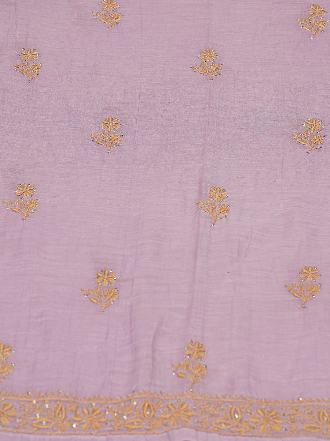 Ada Hand Embroidered Lavender Tissue Lucknowi Chikankari Semi-stitched Kurta Dupatta Set With Muqaish Work 01A702576