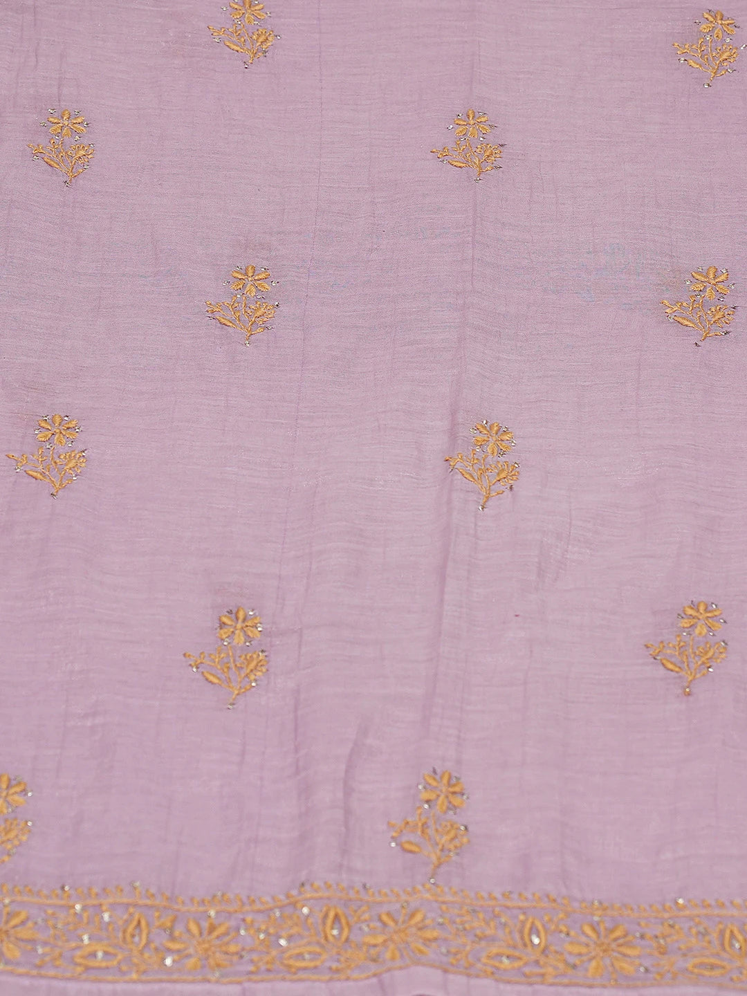 Ada Hand Embroidered Lavender Tissue Lucknowi Chikankari Semi-stitched Kurta Dupatta Set With Muqaish Work 01A702576