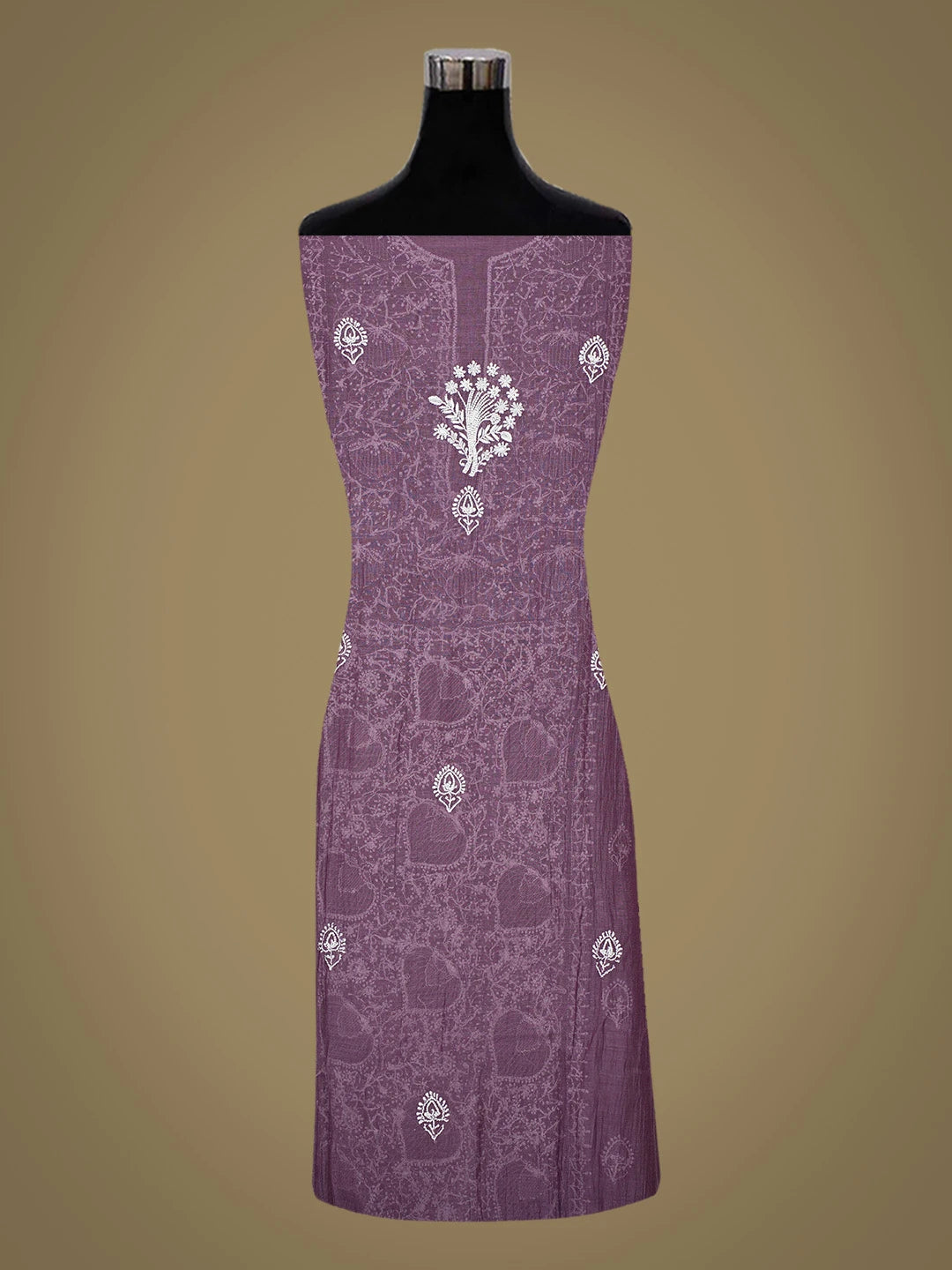 Ada Hand Embroidered Purple Chanderi Lucknowi Chikankari Semi-Stitched Kurta Dupatta Set with Cutdana Work 01A722408