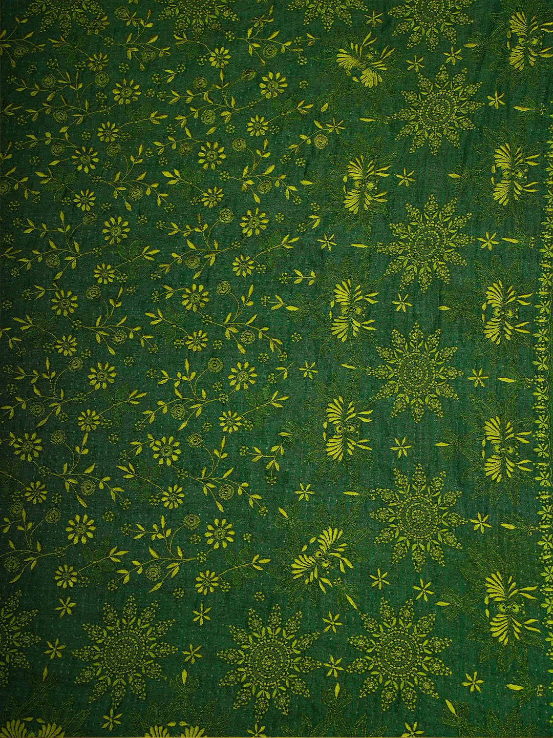 Ada Hand Embroidered Green Tissue Lucknowi Chikankari Saree and Blouse 01A679617