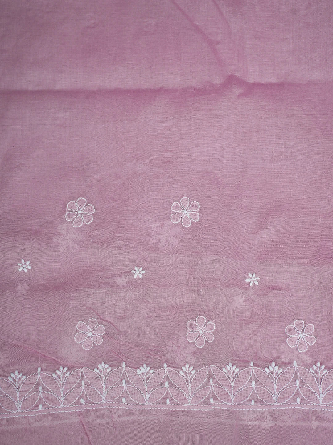 Ada Hand Embroidered Mauve Cotton Lucknowi Chikankari Saree and Blouse 01A720552