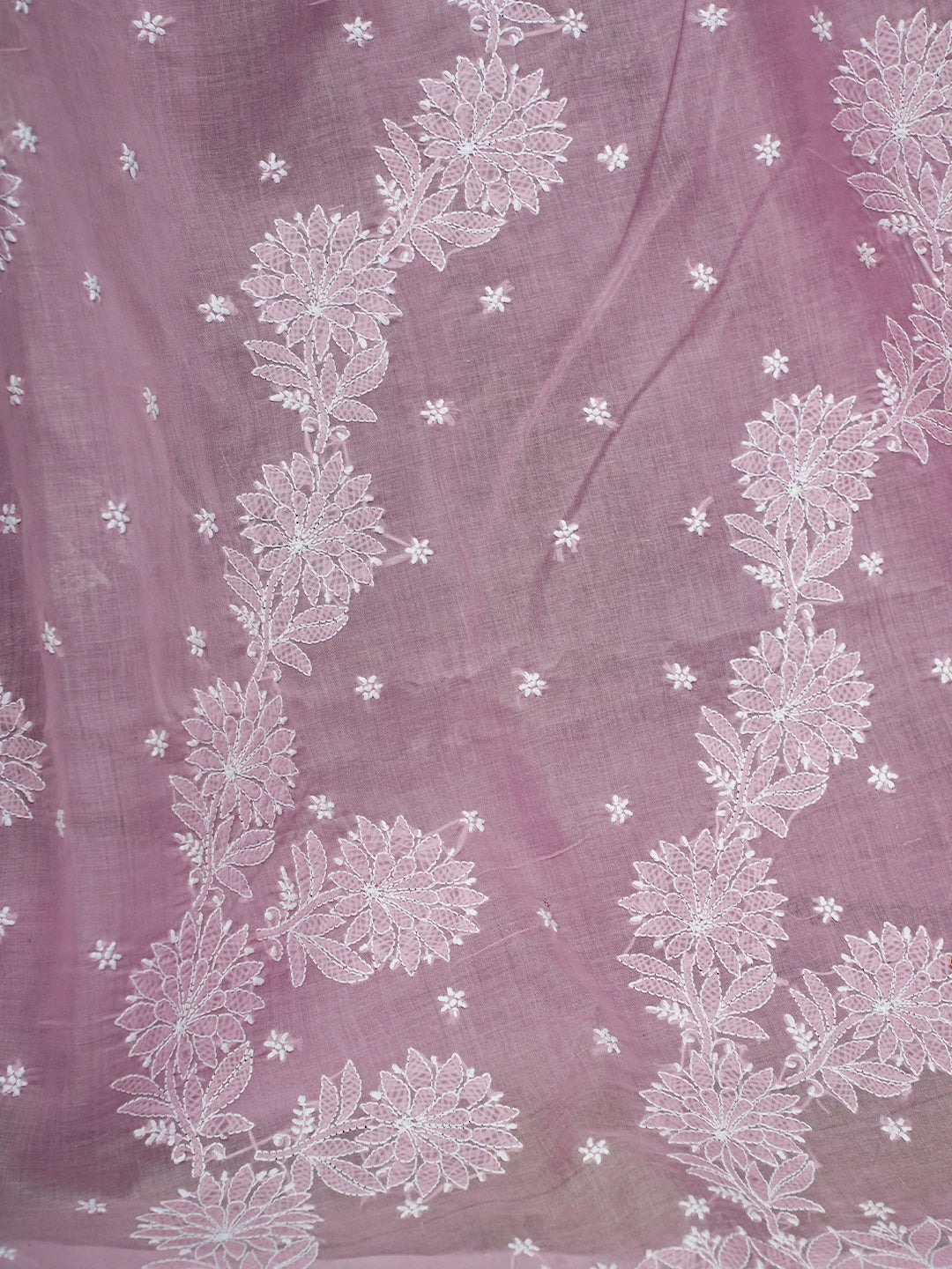Ada Hand Embroidered Mauve Cotton Lucknowi Chikankari Saree and Blouse 01A720552