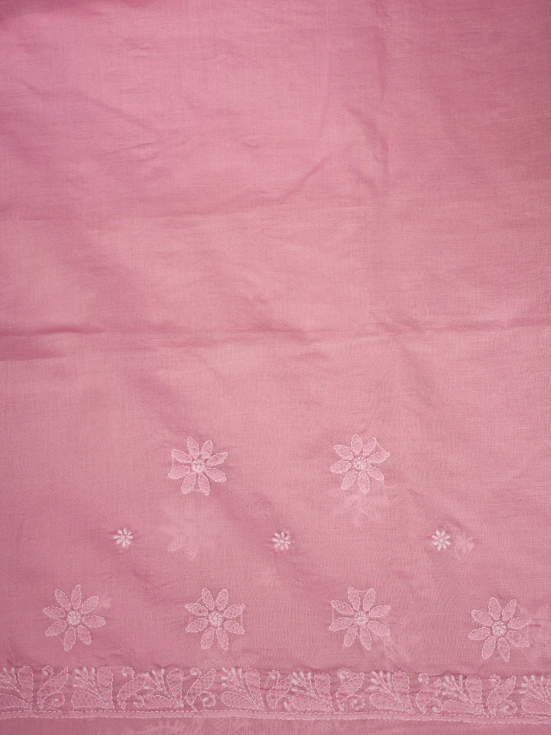 Ada Hand Embroidered Pink Cotton Lucknowi Chikankari Saree and Blouse 01A720531