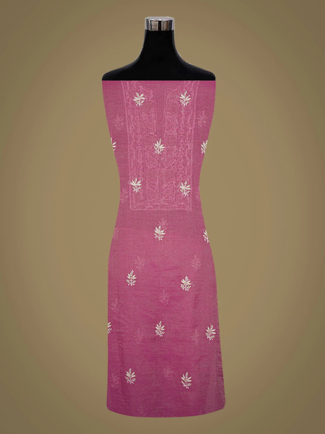 Ada Hand Embroidered Magenta Tissue Lucknowi Chikankari Unstitched Kurta Dupatta Set With Cutdana Work 01A702532