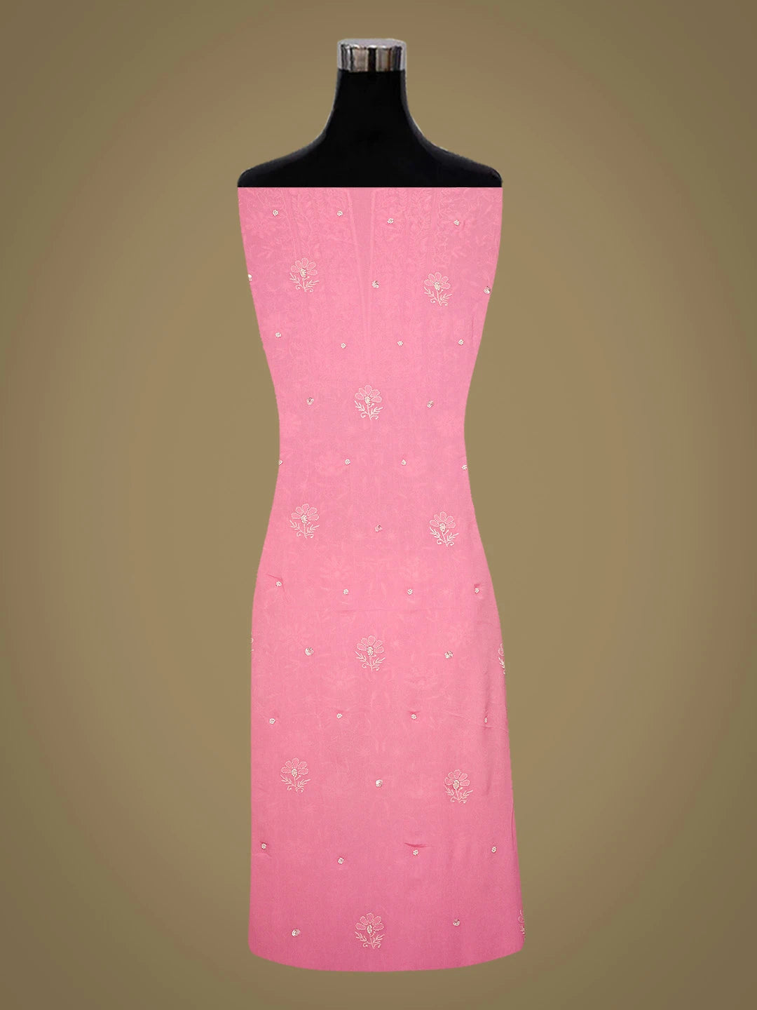Ada Hand Embroidered Blush Pink Viscose Georgette Lucknowi Chikankari Unstitched Kurta Dupatta Set with Sequinned Work 01A685761