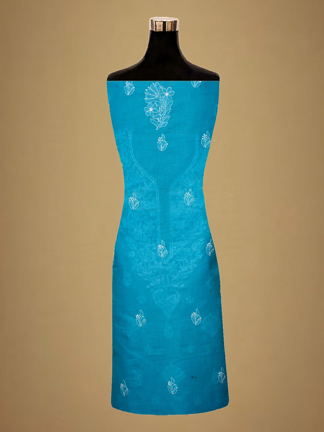 Ada Hand Embroidered Blue Cotton Lucknowi Chikankari Unstitched Kurta Piece 01A725137