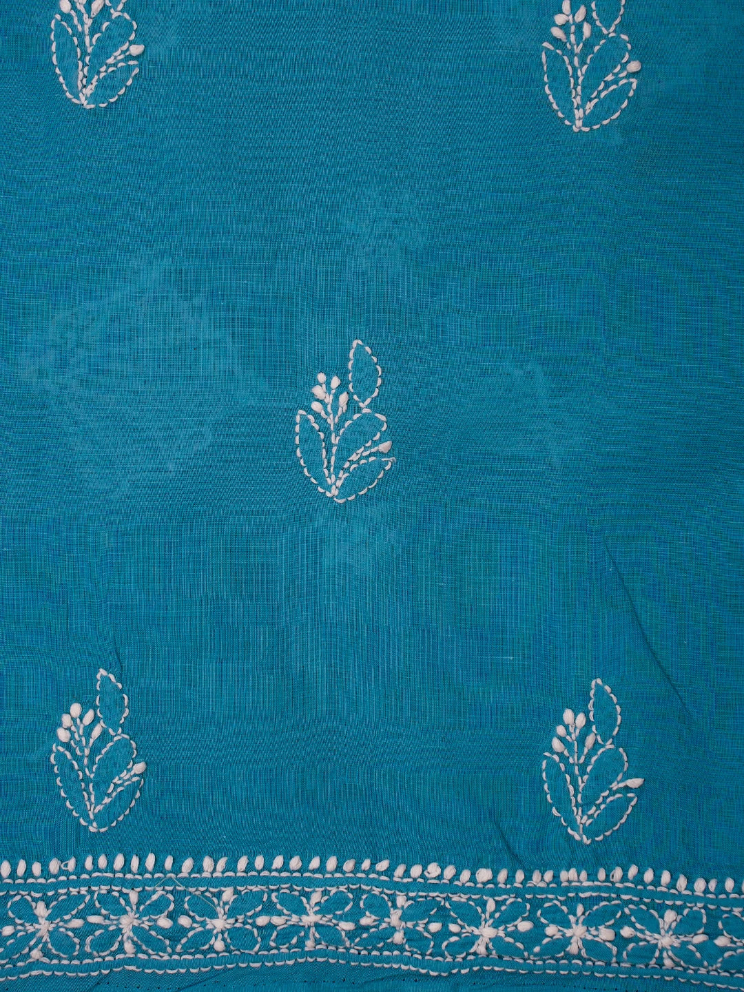Ada Hand Embroidered Blue Cotton Lucknowi Chikankari Unstitched Kurta Piece 01A725137