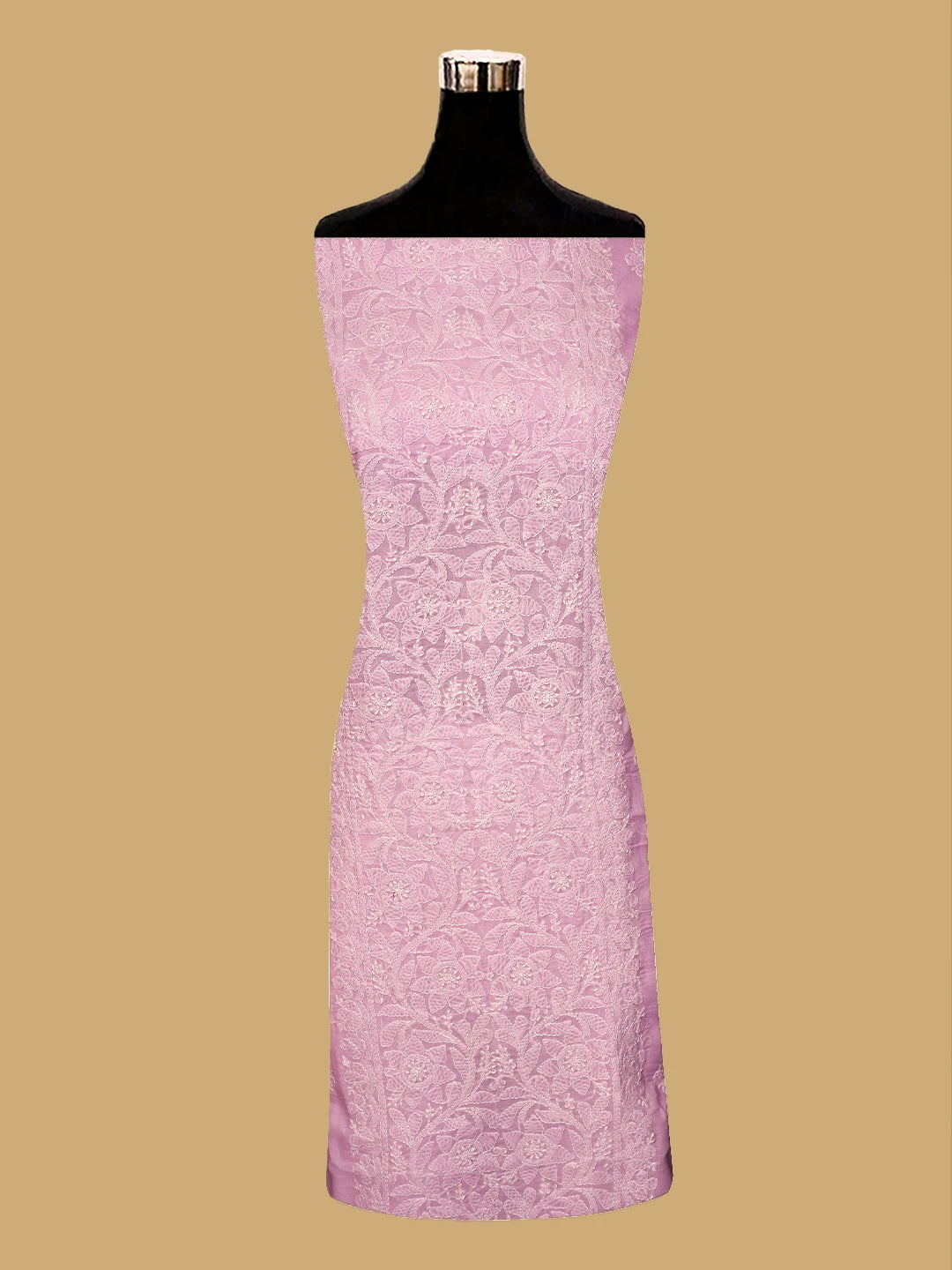 Ada Hand Embroidered Pink Cotton Lucknowi Chikankari Unstitched Kurta Piece 01A724655