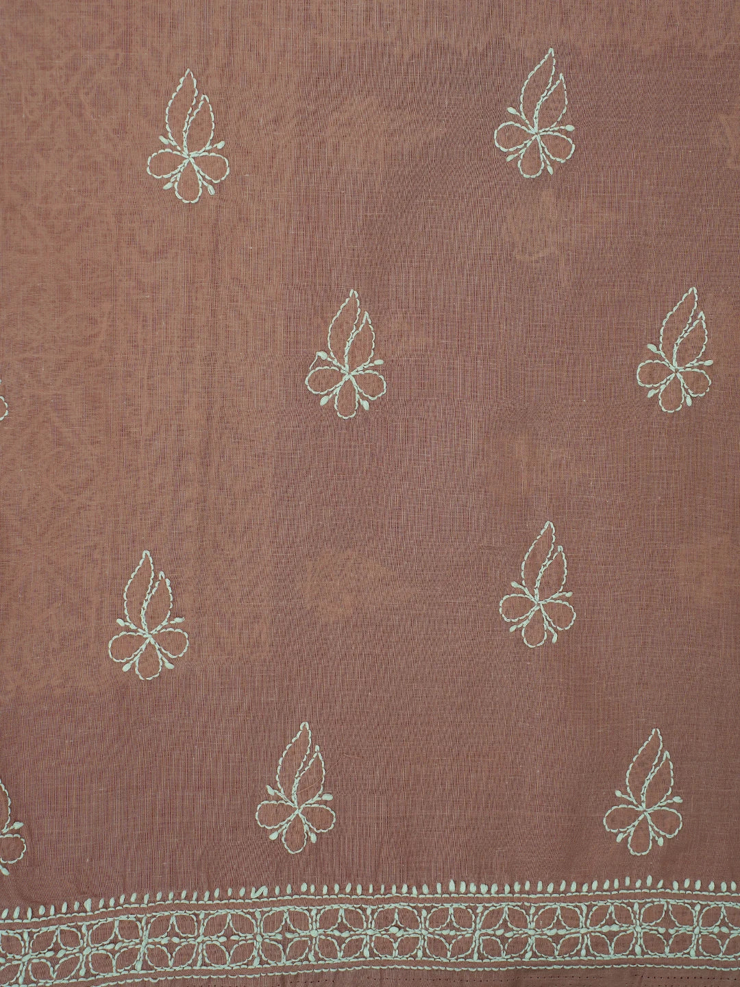 Ada Hand Embroidered Dusty Peach Cotton Lucknowi Chikankari Unstitched Kurta Piece 01A724660