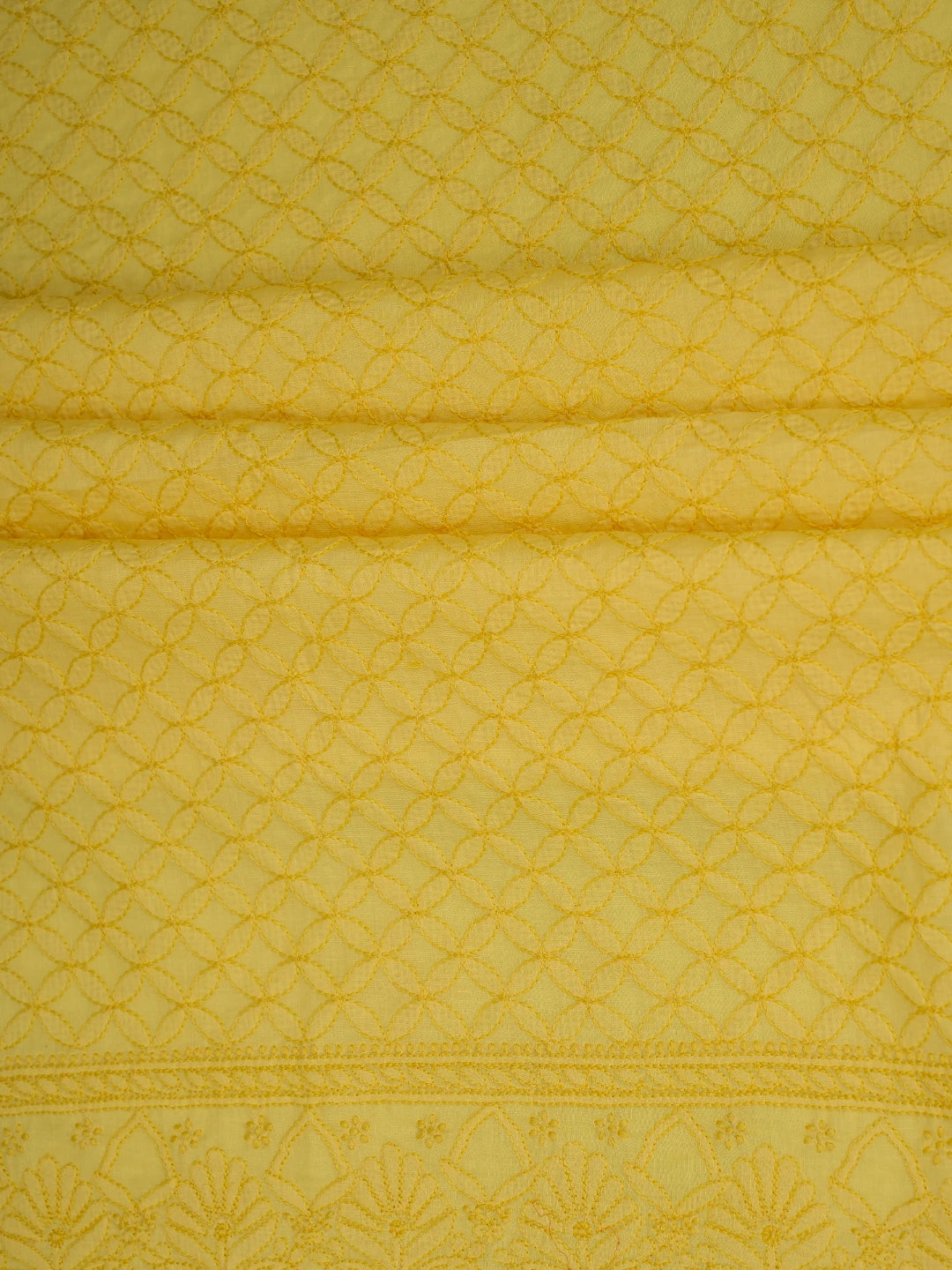 Ada Hand Embroidered Yellow Cotton Lucknowi Chikankari Unstitched Kurta Piece 01A724675