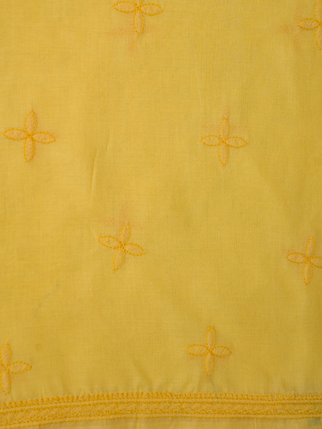 Ada Hand Embroidered Yellow Cotton Lucknowi Chikankari Unstitched Kurta Piece 01A724675