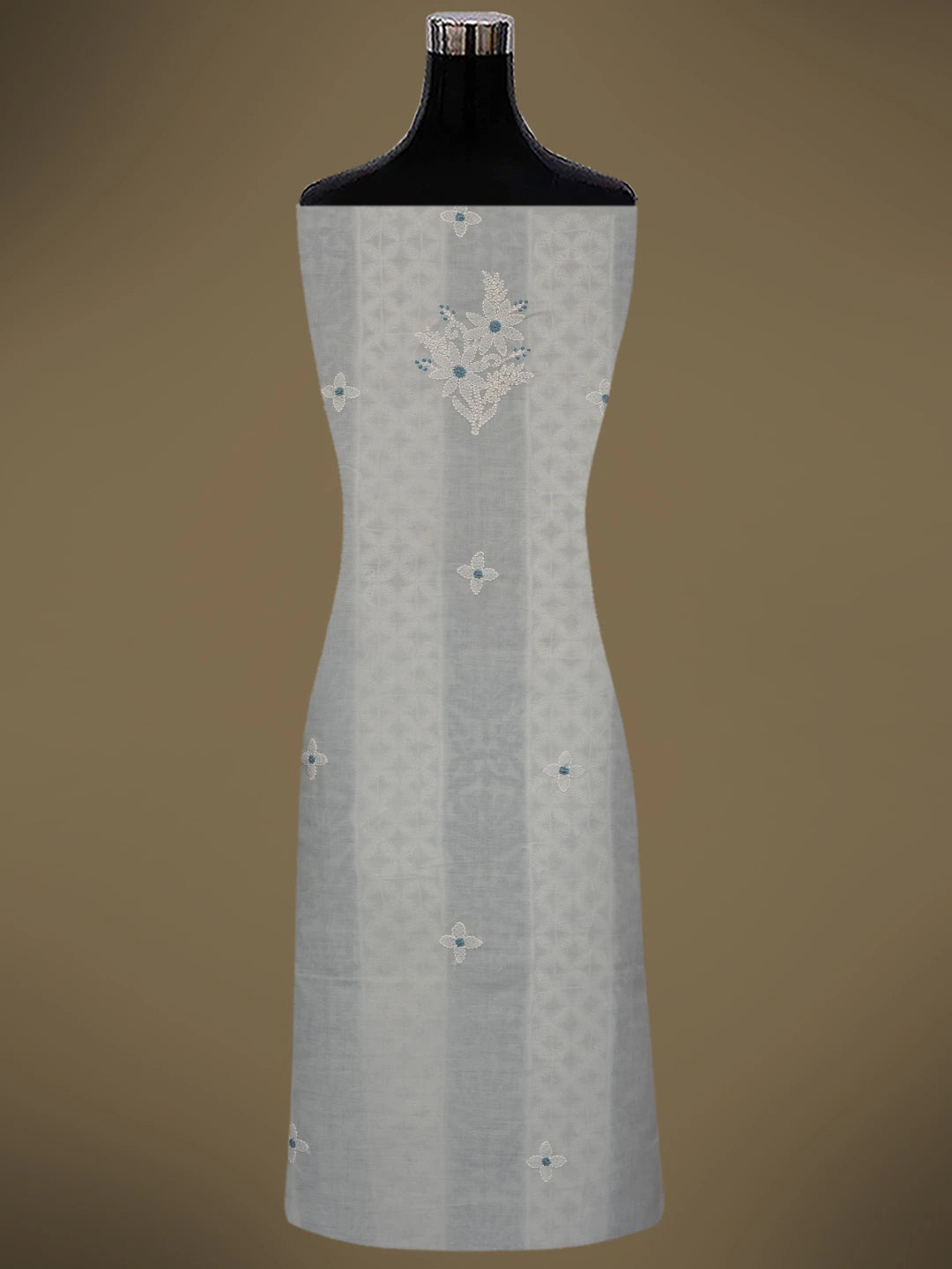 Ada Hand Embroidered Blue Cotton Lucknowi Chikankari Unstitched Kurta Piece 01A724689