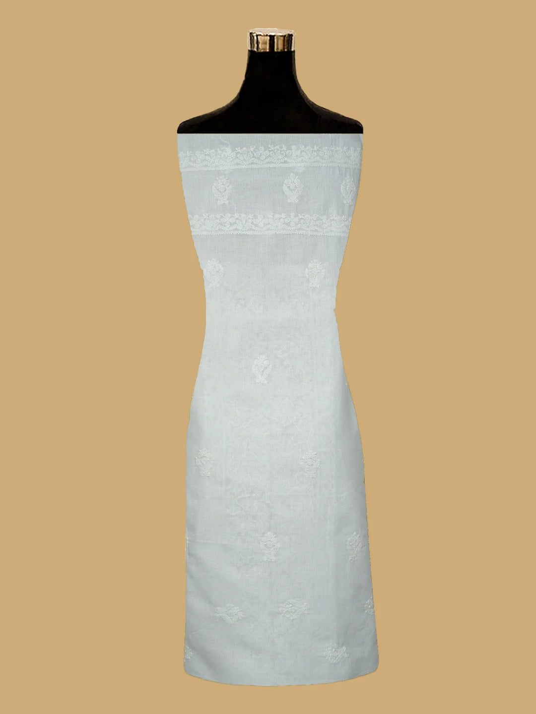Ada Hand Embroidered White Cotton Lucknowi Chikankari Unstitched Kurta Piece 01A724646
