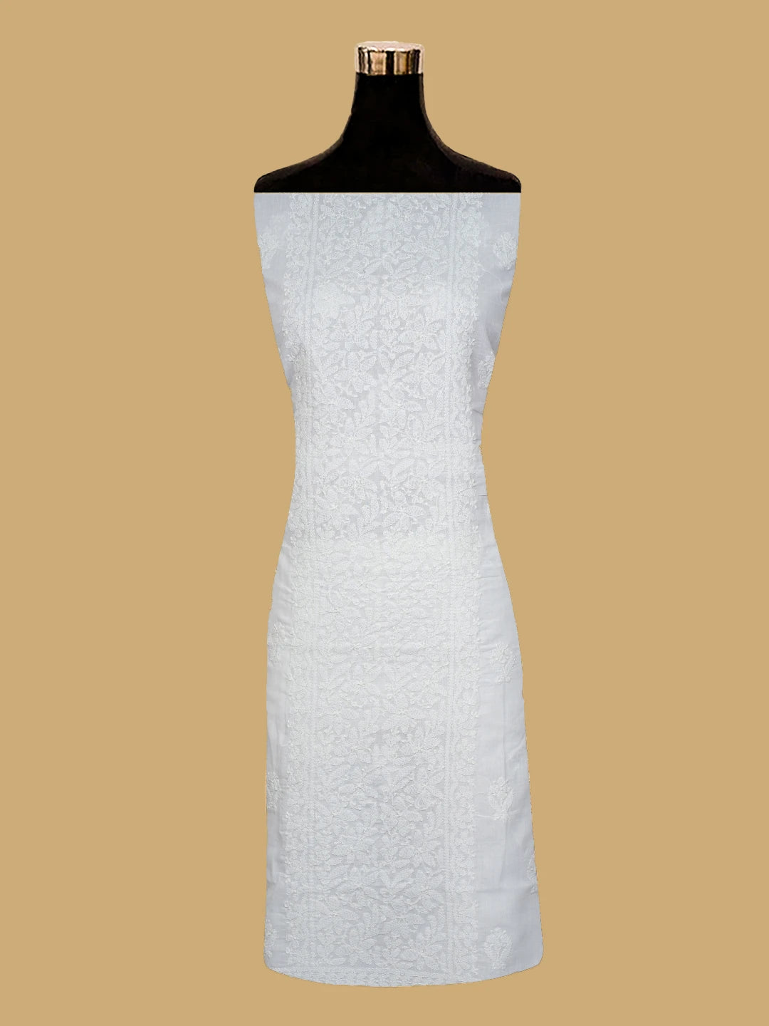 Ada Hand Embroidered White Cotton Lucknowi Chikankari Unstitched Kurta Piece 01A724646