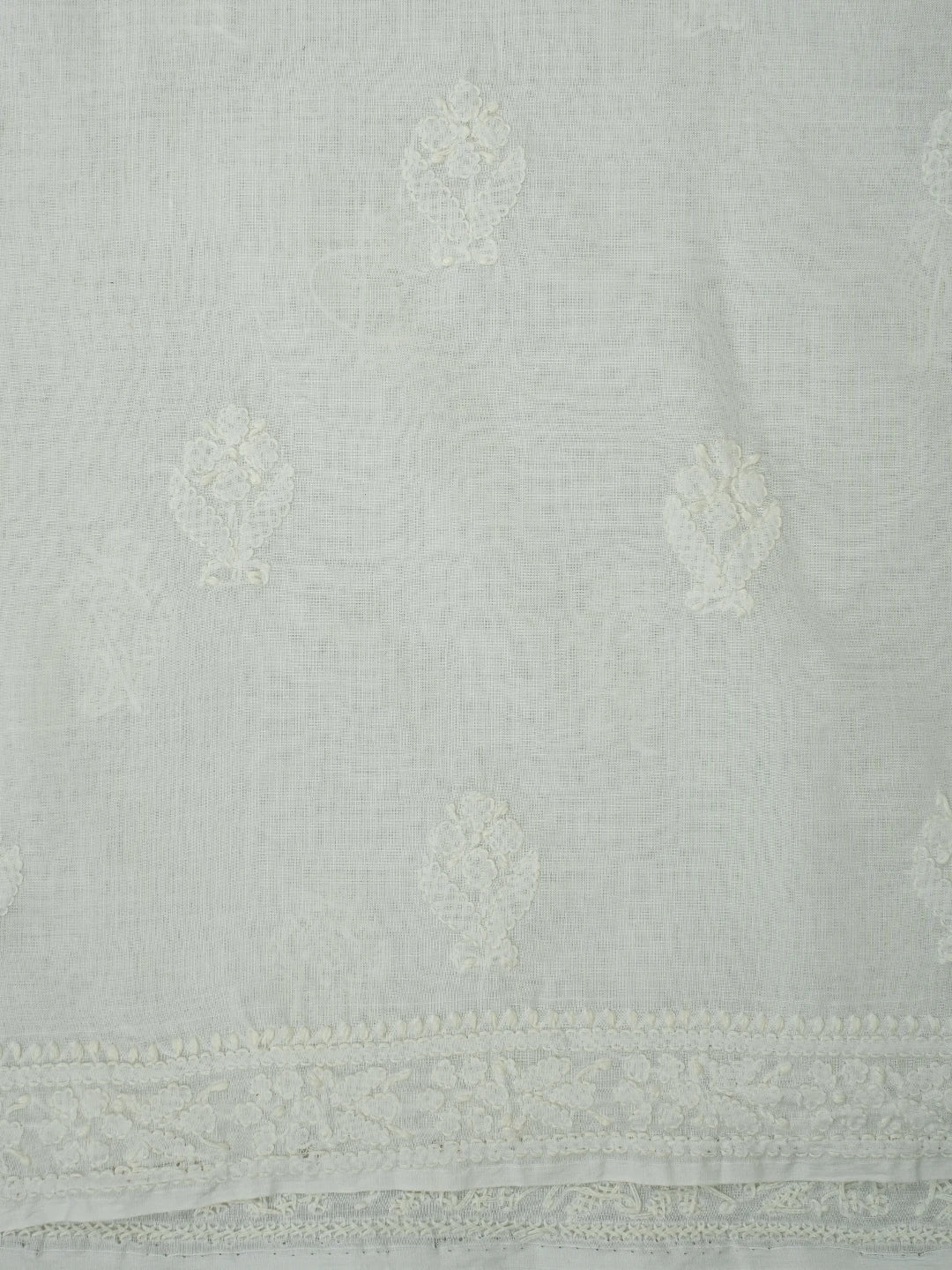 Ada Hand Embroidered White Cotton Lucknowi Chikankari Unstitched Kurta Piece 01A724646
