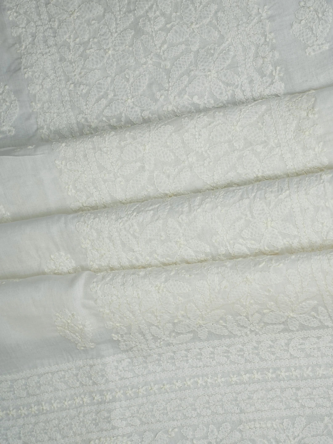 Ada Hand Embroidered White Cotton Lucknowi Chikankari Unstitched Kurta Piece 01A724646