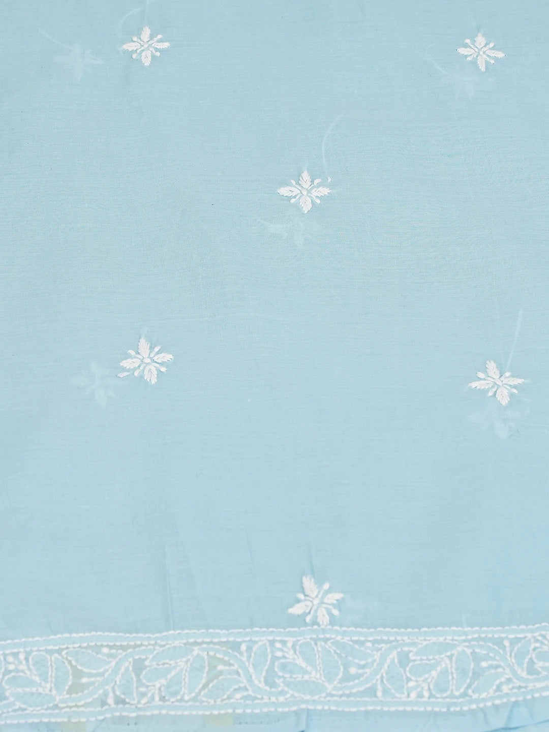 Ada Hand Embroidered Blue Cotton Lucknowi Chikankari Unstitched Kurta Piece 01A718476