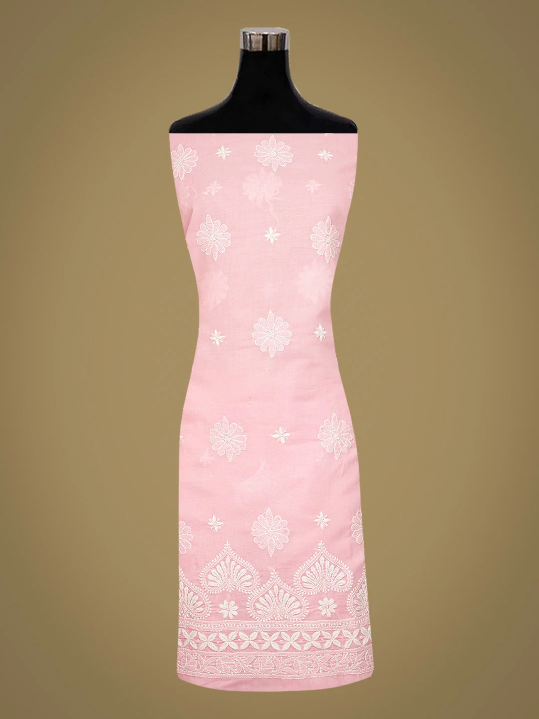 Ada Hand Embroidered Pink Cotton Lucknowi Chikankari Unstitched Kurta Piece 01A718505