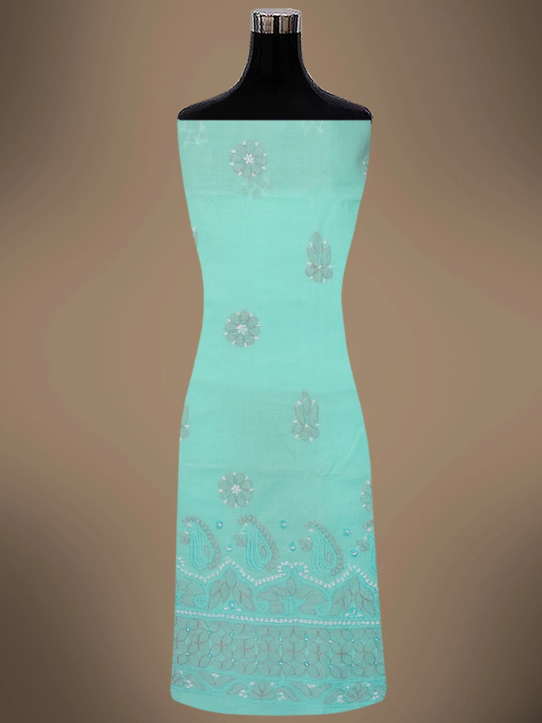Ada Hand Embroidered Blue Cotton Lucknowi Chikankari Unstitched Suit Piece 01A724561