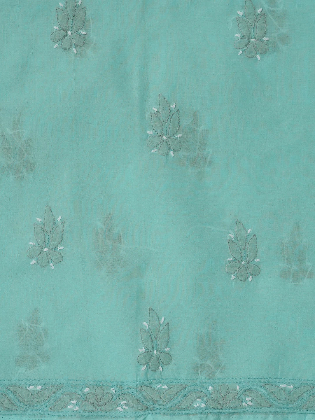 Ada Hand Embroidered Blue Cotton Lucknowi Chikankari Unstitched Suit Piece 01A724561