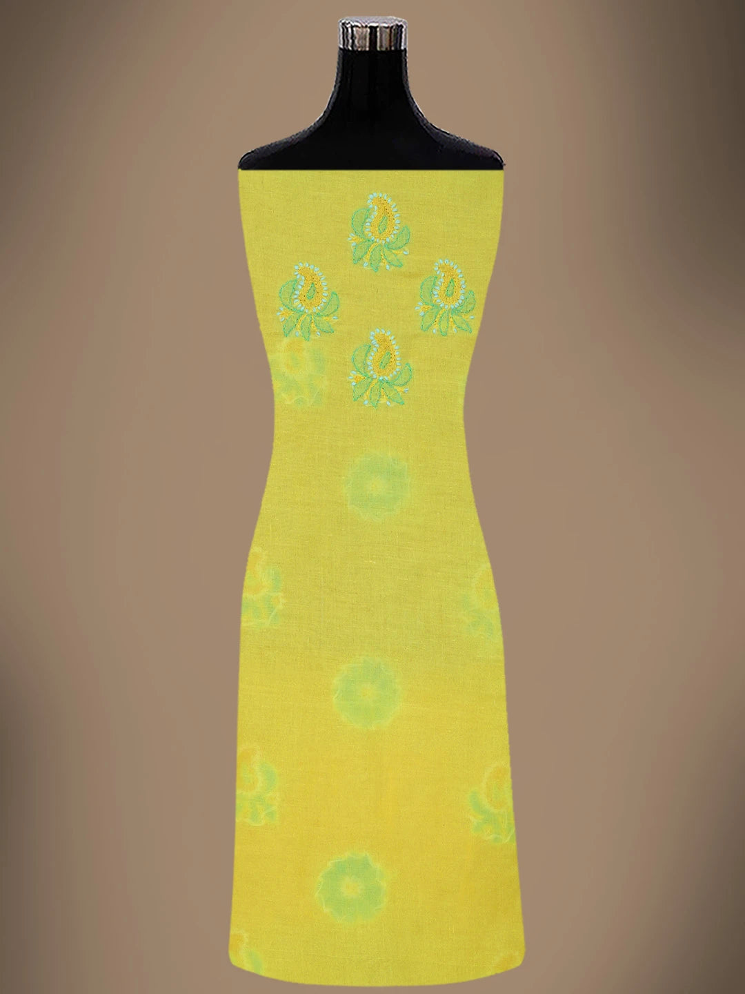 Ada Hand Embroidered Yellow Cotton Lucknowi Chikankari Unstitched Suit Piece 01A724550