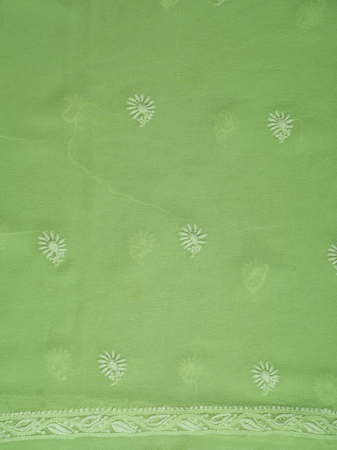 Ada Hand Embroidered Ombre Shade Of Lime Green And Sea Green Pure Georgette Lucknowi Chikankari Unstitched Kurta Dupatta Set 01A590714