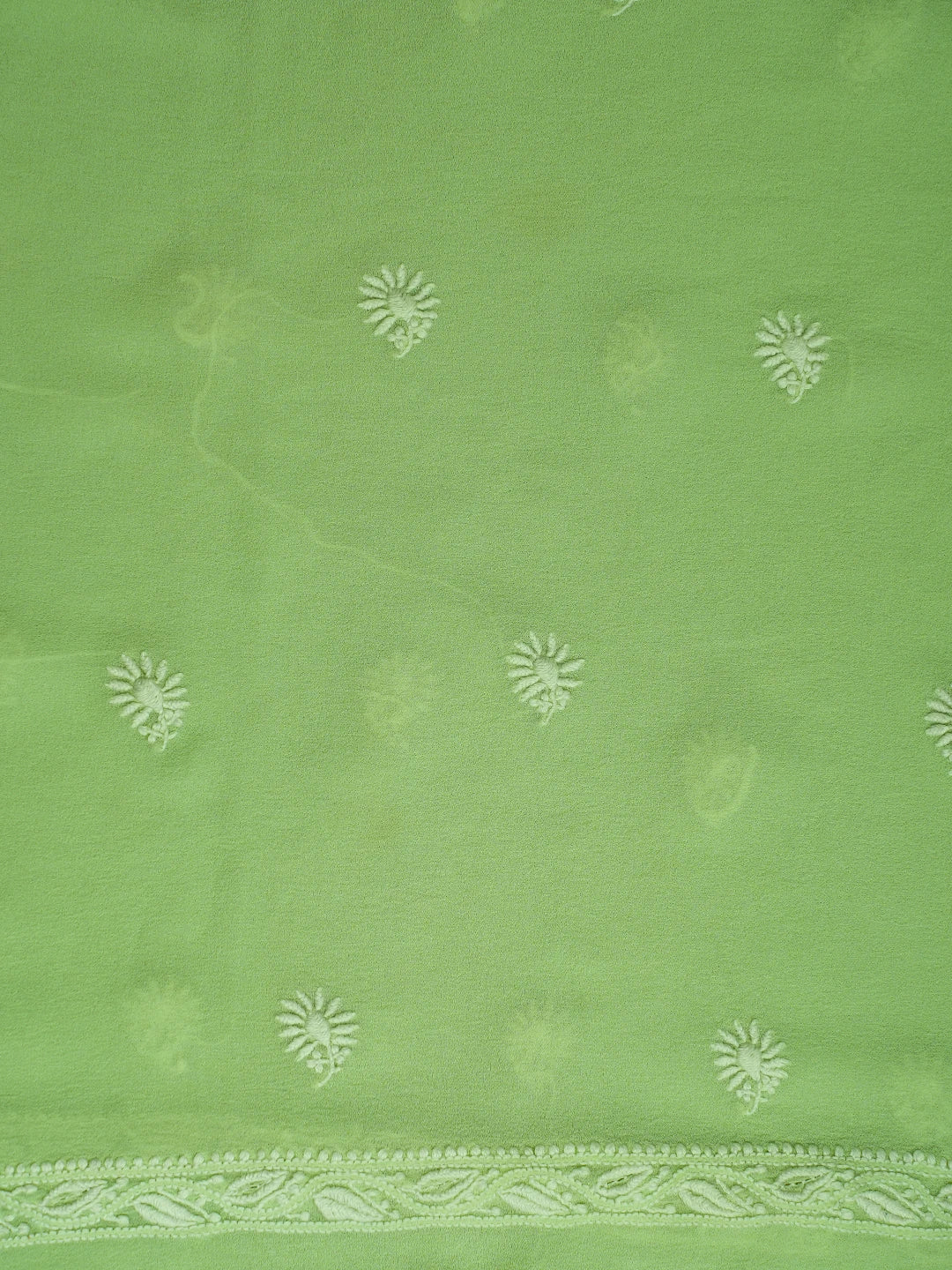 Ada Hand Embroidered Ombre Shade Of Lime Green And Sea Green Pure Georgette Lucknowi Chikankari Unstitched Kurta Dupatta Set 01A590714