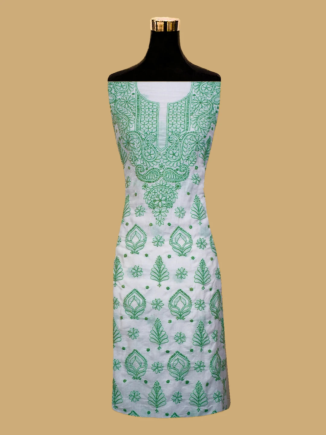 Ada Hand Embroidered White Cotton Lucknowi Chikankari Unstitched Suit Piece 01A715803