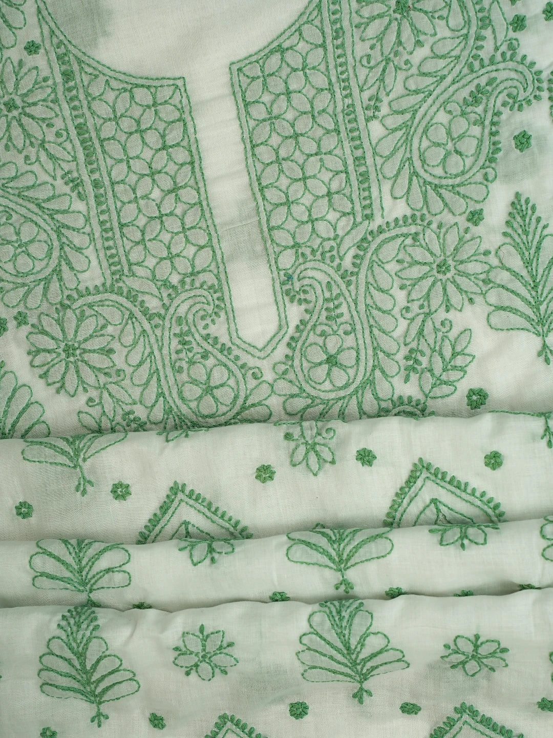 Ada Hand Embroidered White Cotton Lucknowi Chikankari Unstitched Suit Piece 01A715803