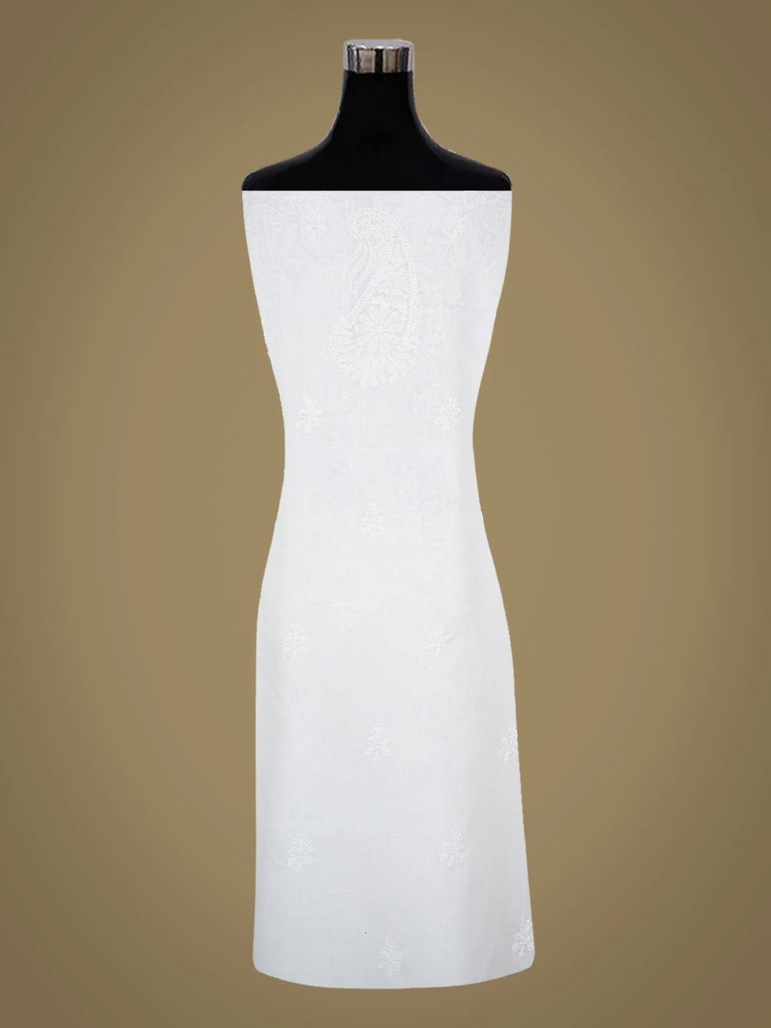 Ada Hand Embroidered White Cotton Lucknowi Chikankari Unstitched Kurta Piece 01A724523