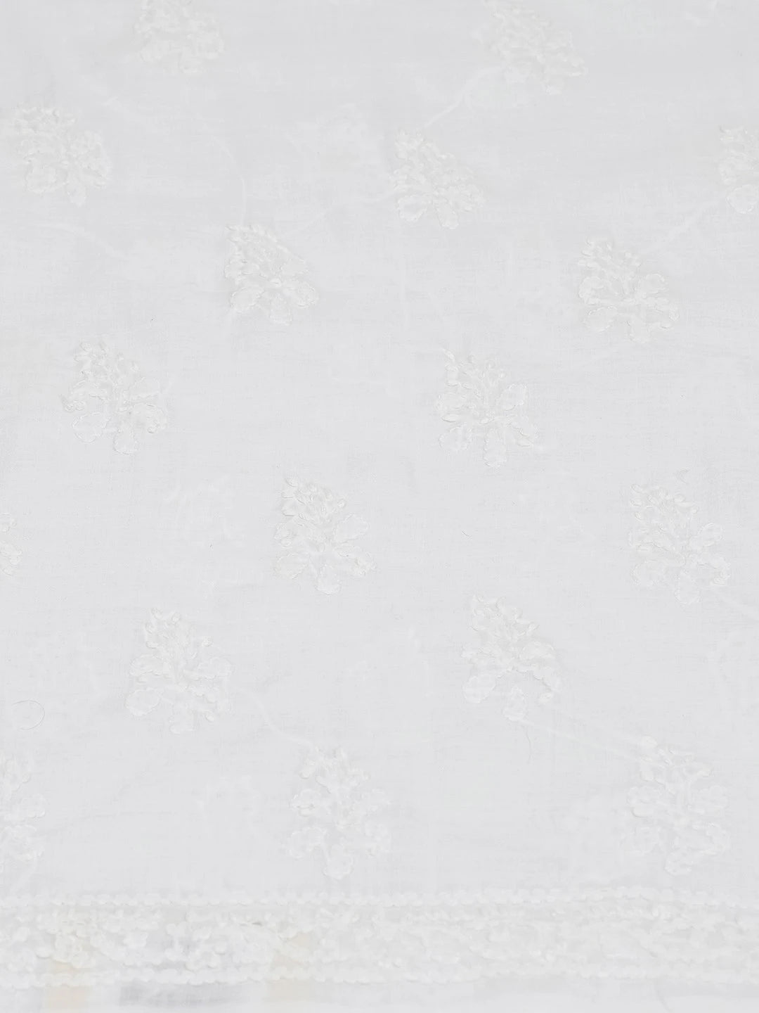 Ada Hand Embroidered White Cotton Lucknowi Chikankari Unstitched Kurta Piece 01A724523