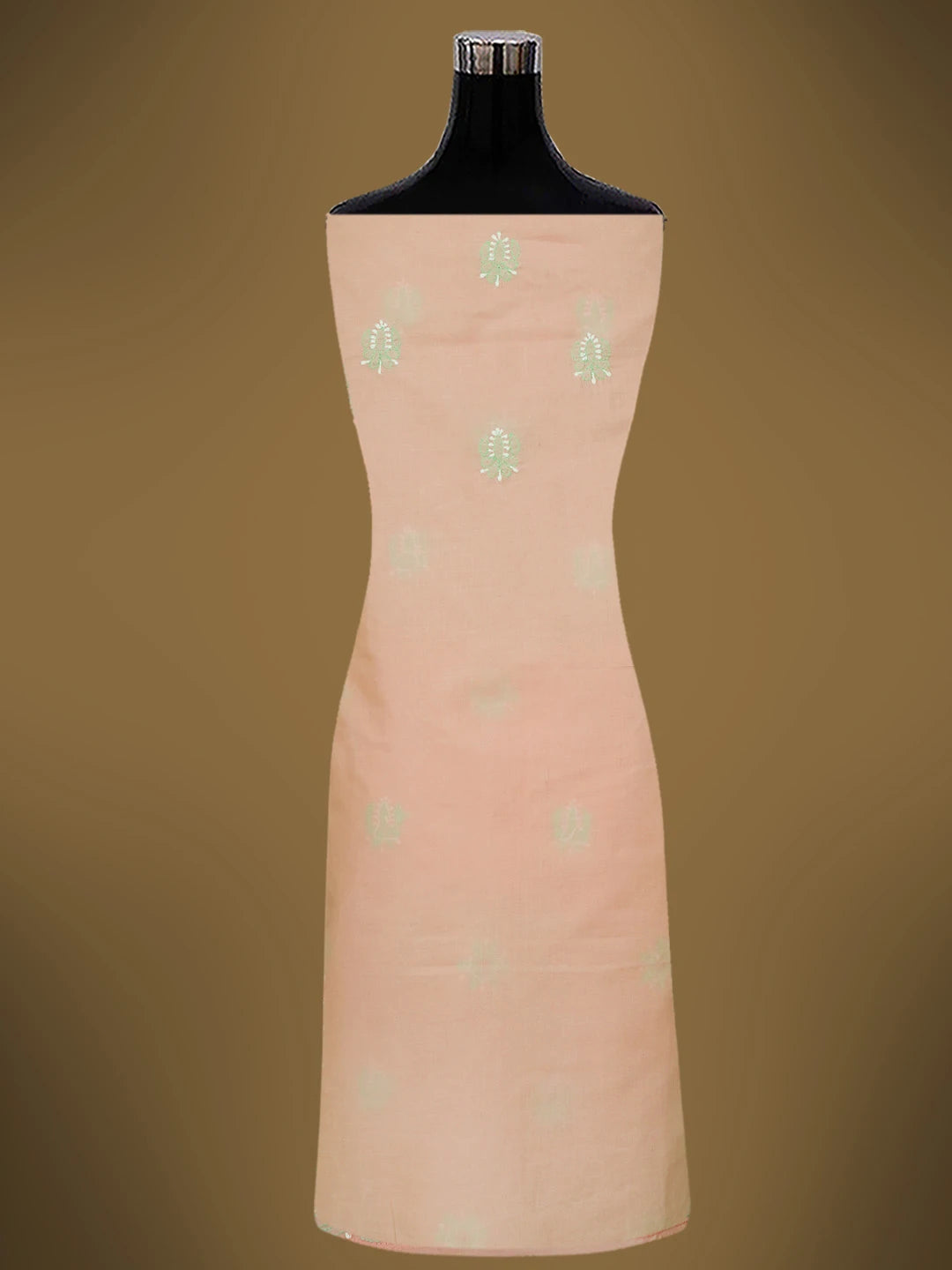 Ada Hand Embroidered Peach Cotton Lucknowi Chikankari Unstitched Suit Piece 01A724544