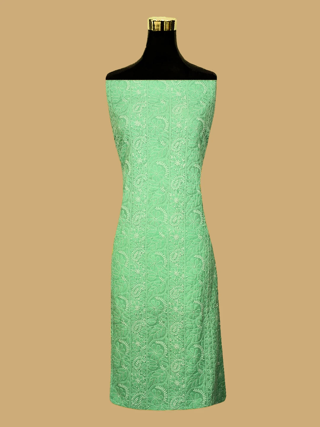Ada Hand Embroidered Emerald Green Cotton Lucknowi Chikankari Unstitched Suit Piece 01A626791