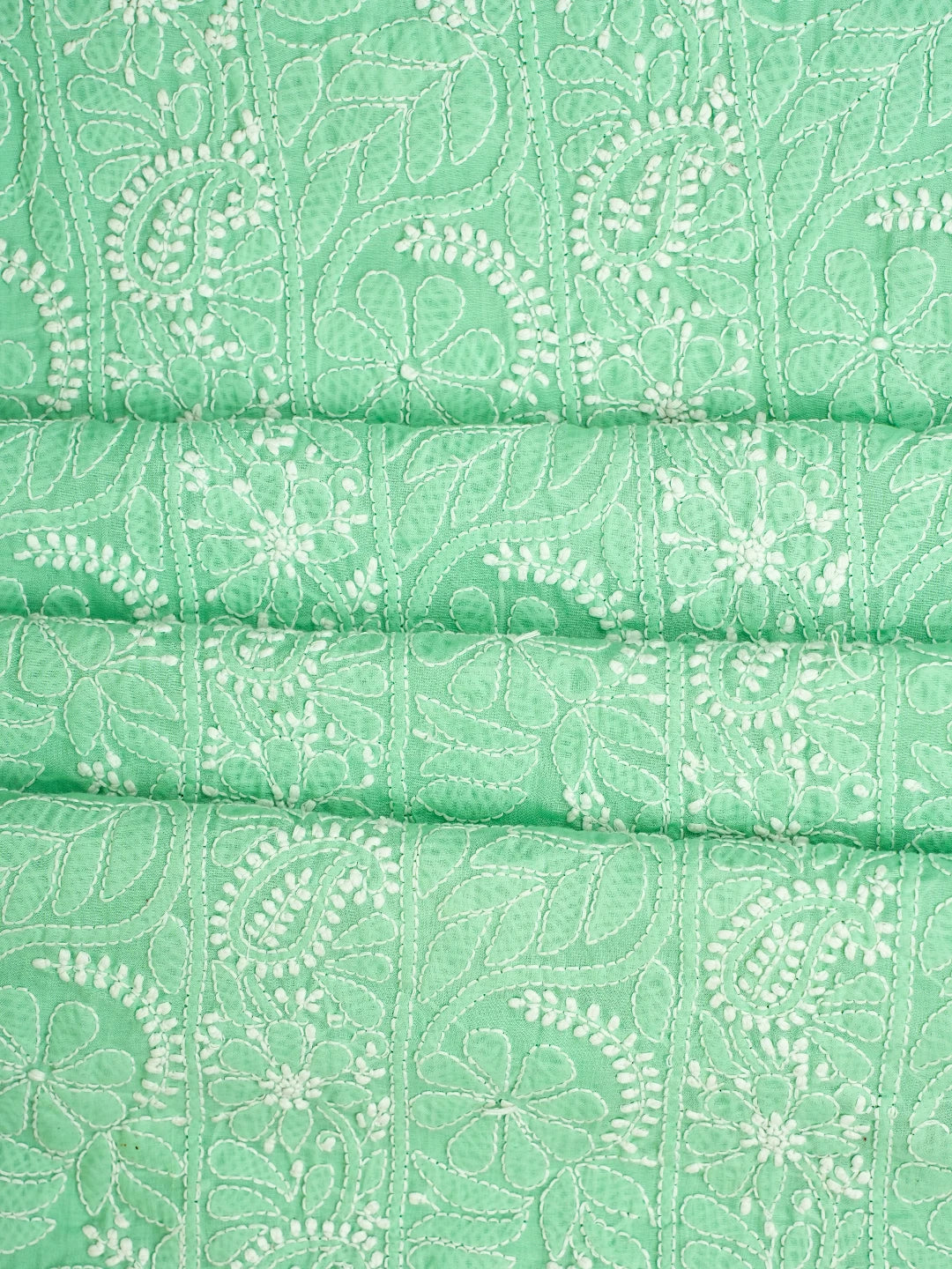 Ada Hand Embroidered Emerald Green Cotton Lucknowi Chikankari Unstitched Suit Piece 01A626791