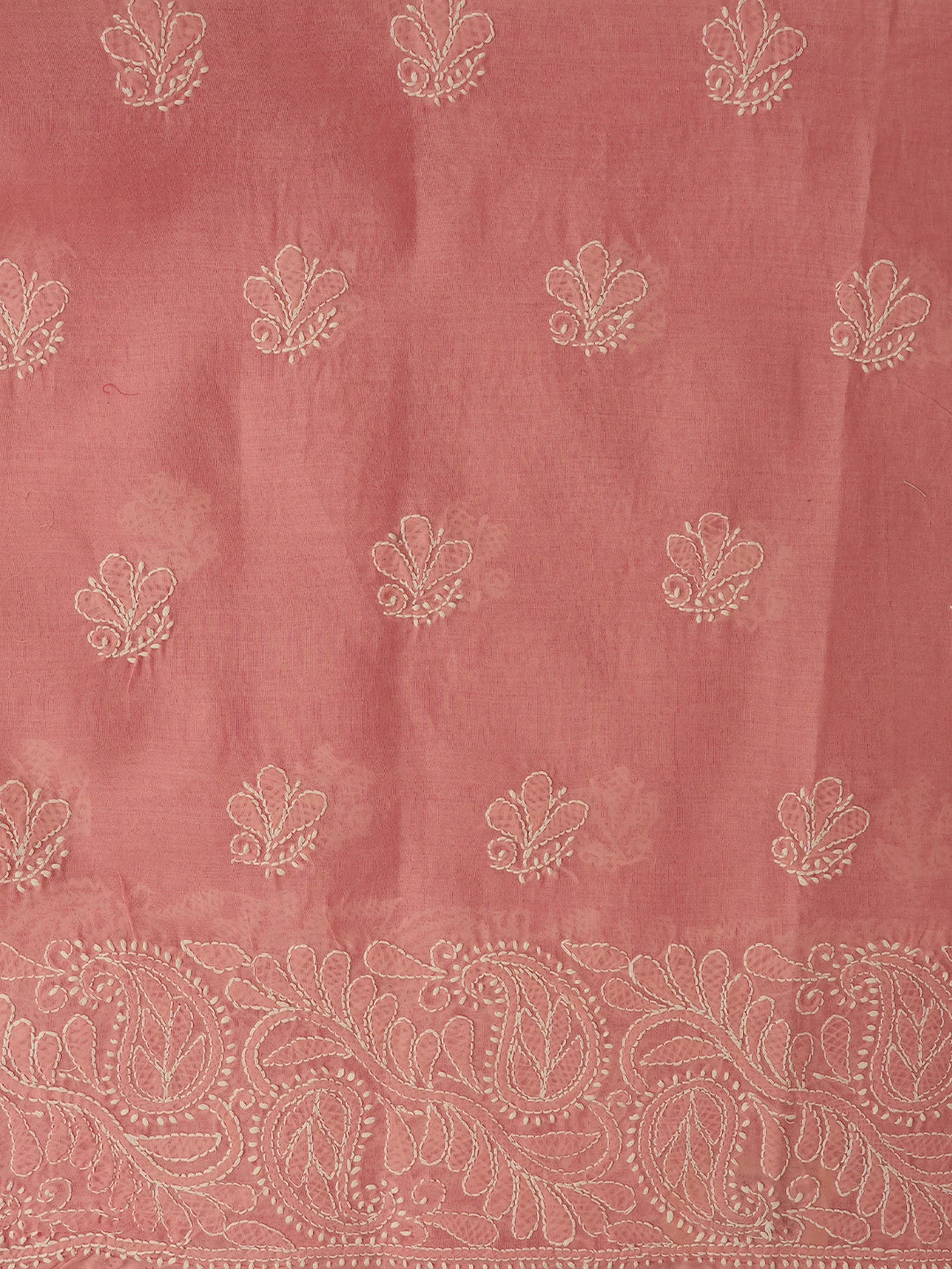 Ada Hand Embroidered Rose Pink Cotton Lucknowi Chikankari Unstitched Kurta Piece 01A724693