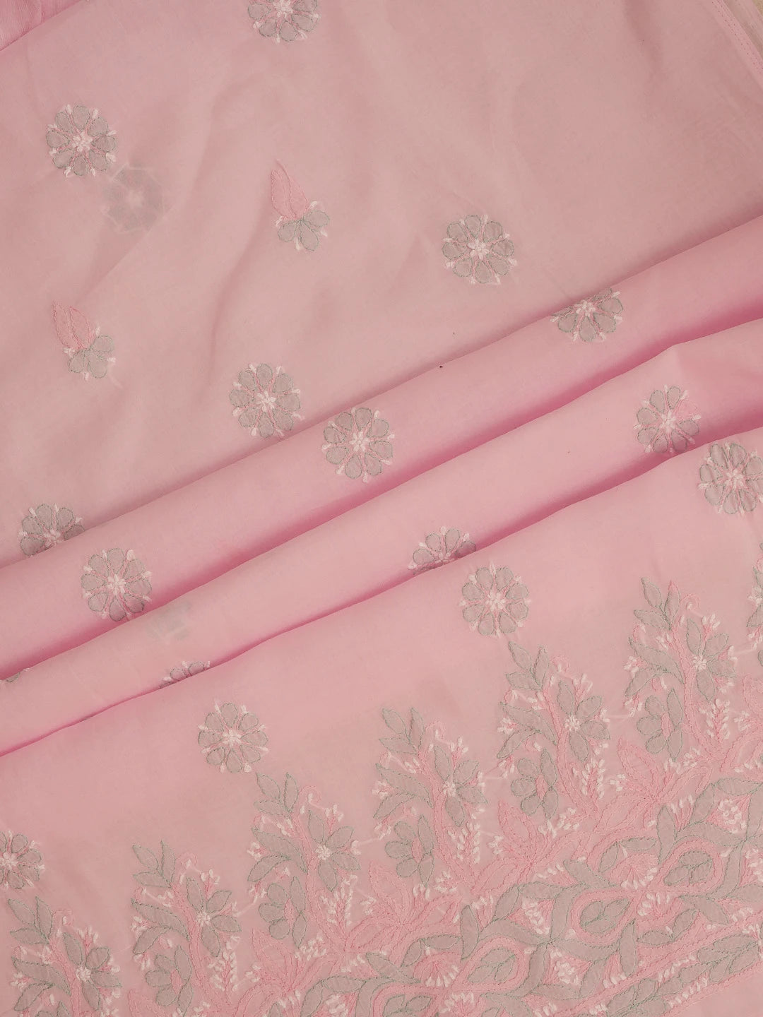 Ada Hand Embroidered Pink Cotton Lucknowi Chikankari Unstitched Suit Piece 01A724570