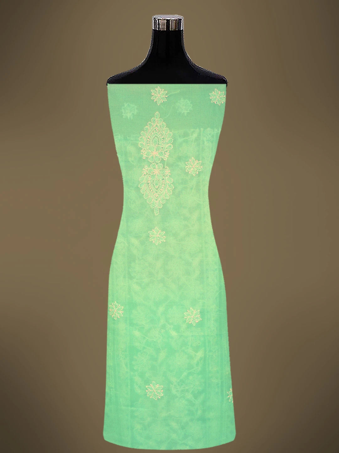 Ada Hand Embroidered Sea Green Cotton Lucknowi Chikankari Unstitched Kurta Piece 01A724705