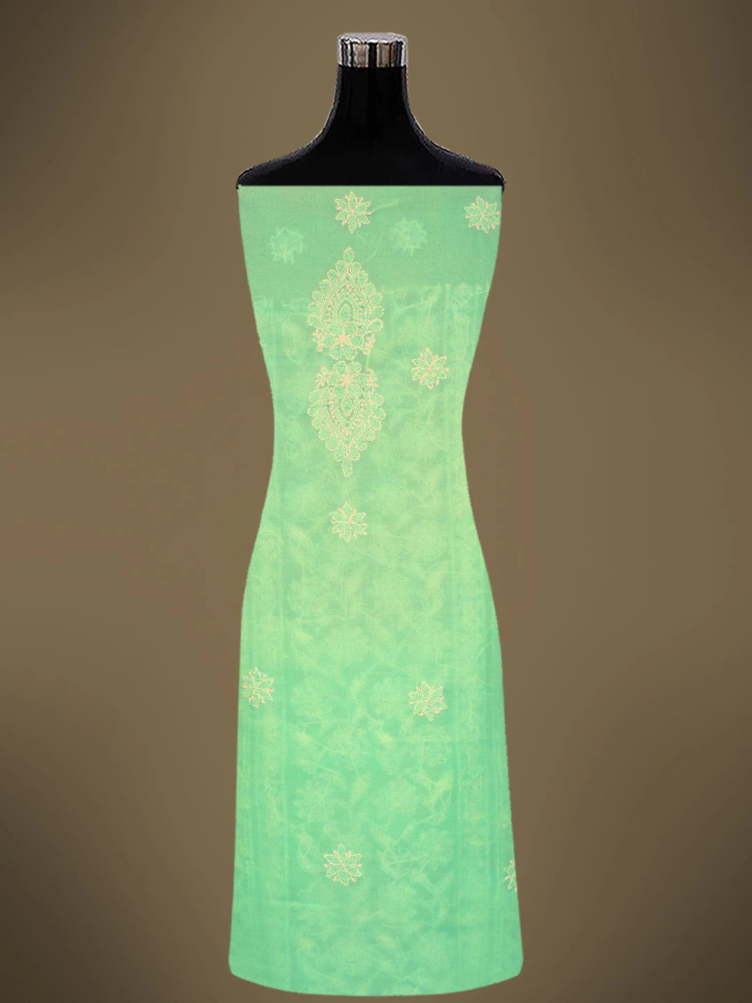 Ada Hand Embroidered Sea Green Cotton Lucknowi Chikankari Unstitched Kurta Piece 01A724705