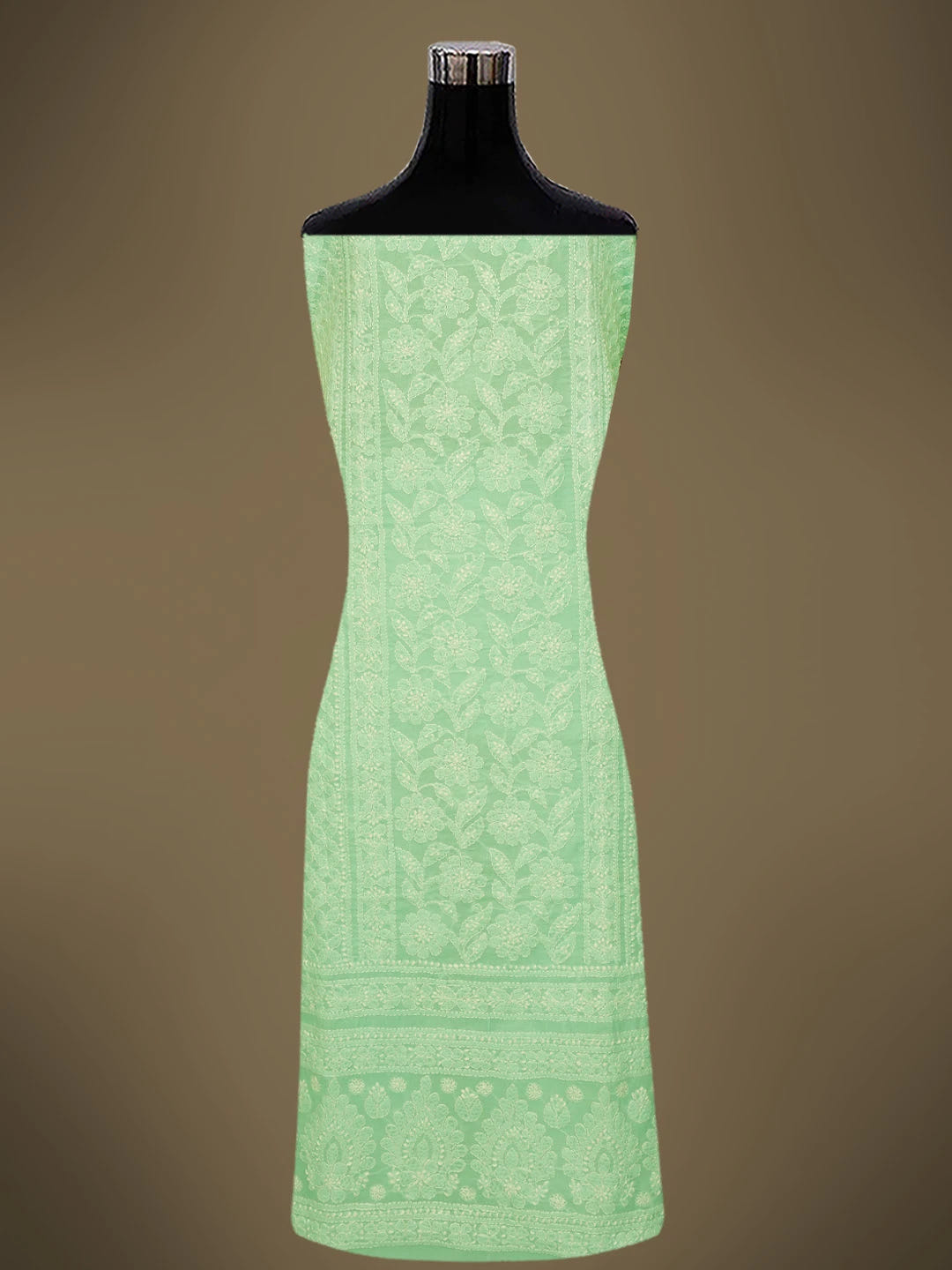 Ada Hand Embroidered Sea Green Cotton Lucknowi Chikankari Unstitched Kurta Piece 01A724705